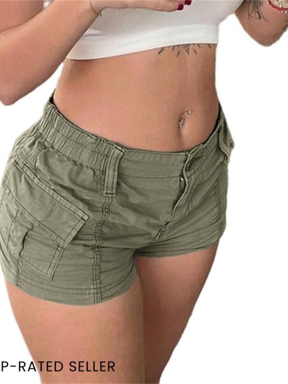 Slim Fit Cargo Shorts Y2K Harajuku Streetwear Elastic Waist Casual Summer
